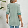 Spring Summer Printed Fake Two-Piece Square Neck Mid-Sleeve Top T-Shirt, Size: S(Green)