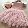 Summer Girls Sleeveless Tutu Lace Dress, Kid Size:140cm(Pink)