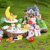 5pcs Christmas Decorations Resin Crafts Gifts Home Decorations Small Ornaments, Style: White Pink Cane