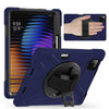 For Xiaomi Pad 7 / 7 Pro Rotatable Holder Silicone Hybrid PC Tablet Case with Shoulder Strap(Navy Blue)