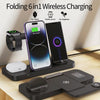 For Huawei Watch B21 6 in 1 Mobile Phone / Earphone Universal Foldable Wireless Charger(Black)