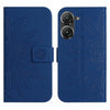 For Asus ZenFone 9 Skin Feel Sun Flower Pattern Flip Leather Phone Case with Lanyard(Dark Blue)