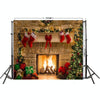 Christmas Layout Fireplace Photography Background Cloth(Yellow)