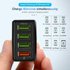 2 in 1 1m USB to 8 Pin Data Cable + 30W QC 3.0 4 USB Interfaces Mobile Phone Tablet PC Universal Quick Charger Travel Charger Set, EU Plug(Black)