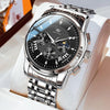 OLEVS 2892 Men Multifunctional Business Waterproof Quartz Watch(Black + Silver)