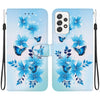 For Samsung Galaxy A53 5G Crystal Texture Colored Drawing Leather Phone Case(Blue Butterflies)