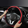 Car Steering Wheel Carbon Fiber Breathable Wear-resistant Leather Case, Size: 38cm(Red Round)