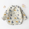 Long Sleeved Baby Bib Waterproof Washable Easy Clean Smock With Pocket, Size: L(Dinosaurs)