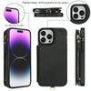 For iPhone 15 Pro Max Double Flap Zipper RFID Leather Phone Case with Short Lanyard(Black)