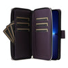 For iPhone 13 Pro Max Nine-card Slots Zipper Wallet Bag Leather Phone Case(Dark Purple)