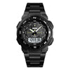 SKMEI 1370 Multifunctional Men Outdoor Sports Noctilucent Waterproof Stainless Steel Digital Wrist Watch (Black White)
