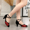 Soft Bottom Female Latin Dance Shoes Summer Sandals, Size: 41(5cm Black Red)