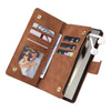 For Samsung Galaxy S25 Ultra 5G Multifunctional Frosted Zipper Wallet Leather Phone Case(Brown)