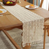 Widened And Stitched Rustic Knitted Hollow Tablecloth, Size: 30x140cm(Leaves Double Stitching)