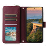 For Samsung Galaxy S23+ 5G Nine-card Slots Zipper Wallet Bag Leather Phone Case(Wine Red)