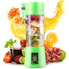 USB Rechargeable Electric Automatic Vegetable Fruit Citrus Orange Juice Maker Cup Mixer Bottle (380ML)(4 Blades Green)