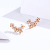 Flowers Zircon Earrings Sterling Silver Female Earrings Simple Earrings, Color:Rose Gold