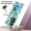 For Samsung Galaxy S25 Ultra 5G Splicing Marble Flower IMD TPU Phone Case Ring Holder(Green)