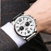 Curren 8314 Sports Six-Hand Waterproof Leather Strap Calendar Men Quartz Watch, Color: Black Shell Gray