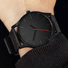 Men Simple Matte Leather Belt Quartz Watch(Black)