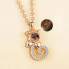 100 Language I love You Necklace Memory Projection Pendant Wedding Letter Necklace(Rose Gold)