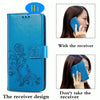 For  Alcatel 1S (2020) Four-leaf Clasp Embossed Buckle Mobile Phone Protection Leather Case with Lanyard & Card Slot & Wallet & Holder Function(Blue)