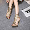 Metal Wings Thin High Heel Women Shoes, Shoe Size:36(Gold)