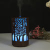 USB 200ml Hollow-out Forest Pattern Wooden Essential Oil Aromatherapy Machine Ultrasonic Humidifier Automatic Alcohol Sprayer(Dark Brown-3)