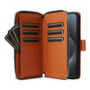 For iPhone 15 Pro Max Nine-card Slots Zipper Wallet Bag Leather Phone Case(Brown)