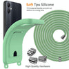 For Samsung Galaxy M05 / F05 Integrated Card Bag Solid Color Liquid Silicone Phone Case with Lanyard(Green)