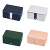 Large-capacity Three-layer PU Leather Waterproof Jewelry Storage Box Earring Necklace Storage Box(Navy Blue)