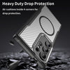 For Samsung Galaxy S24 Ultra 5G Carbon Fiber Texture MagSafe Translucent Phone Case(Black)