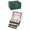 Diamond Pattern PU Leather Three-layer Drawer Jewelry Box Necklace Ring Jewelry Storage Box(Dark Green)