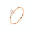 Very Fine Six-Claw Single Diamond Ring Diamond-Set Titanium Steel Women Ring, Size: US Size 4(Rose Gold)