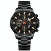 FNGEEN 5225 Multifunctional Waterproof Quartz Watch, Color: Black Steel Black Shell Black Surface
