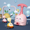 Children Educational Pneumatic Air Powered Car Balloon Scooter Toy Pink Piggy(1 Car 6 Balloons+Flying)