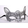Halloween Masquerade Party Dance Sexy Lady Bronzing Lace Cat King Mask(Silver)