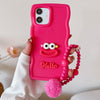 For Samsung Galaxy A05 / F05 / M05 Cartoon Sausage Mouth TPU Phone Case with Bead Chain(Red)