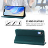 For iPhone XR RC01 Dual-Folded Magnetic Suction RFID Leather Phone Case(Dark Green)
