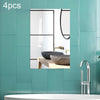 4pcs 30cm x  20cm Right Angle Models Rectangle Acrylic Mirror Stereo Wall Stickers(Silver)