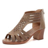 Crystal Hollow Out Peep Toe Wedges Sandals, Size:40(Apricot)